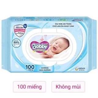 Combo 4 gói khăn ướt Bobby 100m không mùi