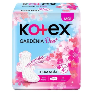 Băng vệ sinh Kotex Gardenia Deo+Hương Hoa anh đào Mặt bông siêu mỏng cánh 8 miếng
