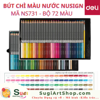 [ Sugi Art Shop ] Bút Chì Màu Nước Cao Cấp Nusign - 48/72 Màu Tặng Kèm Cọ Vẽ - chì màu Deli NS731