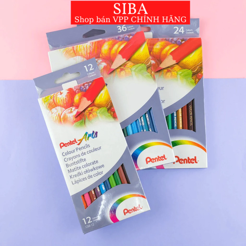 Bút chì màu, bộ chì màu khô Pentel CB8 12/ 24/ 36 màu chất lượng cao
