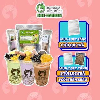 Set Trà Sữa THE GARDEN Tự Pha vị matcha, nguyên liệu làm trà sữa trân châu đường đen, phúc long, socola 6-8 ly