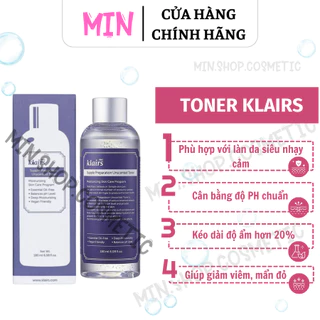 Nước Hoa Hồng Không Mùi Dưỡng Ẩm Da Và Làm Mềm Da Dear Klairs Supple Preparation Unscented Toner 180ml