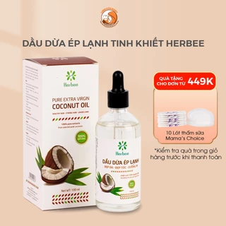 Dầu dừa nguyên chất ép lạnh Herbee, massage cho bé, làm mờ rạn da bà bầu, chăm sóc dưỡng ẩm da và tóc