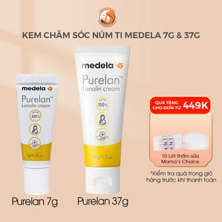 Kem nứt đầu ti Medela Purelan 37g, Tender Care 7g, chiết xuất mỡ cừu, kem bôi ti và chăm sóc núm ti an toàn cho mẹ