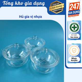 Hủ gia vị nhựa trong suốt, có nắp đậy và muỗng - 1 hủ