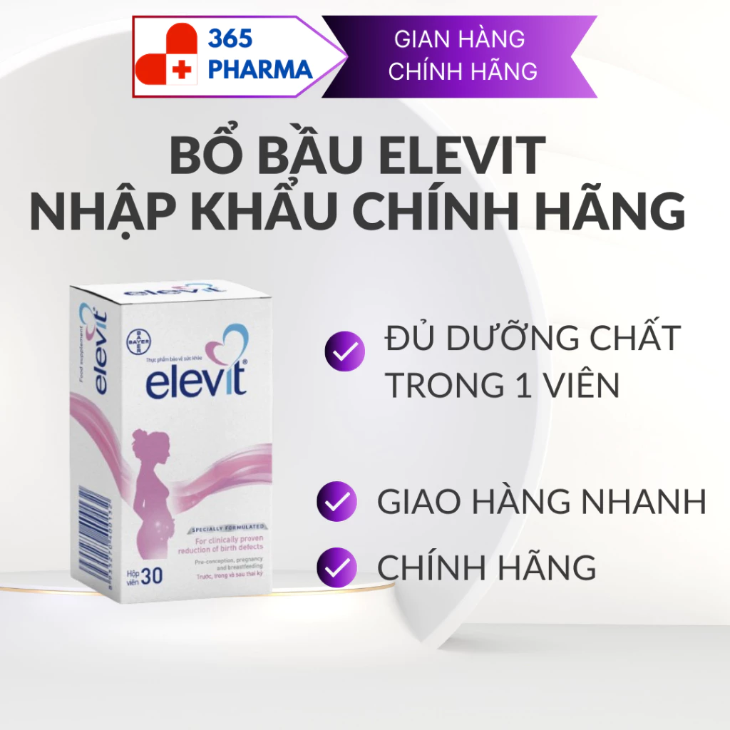 [Nhập khẩu chính hãng] Vitamin Bầu Tổng Hợp Elevit Cho Phụ Nữ Trước, Trong và Sau Thai Kỳ (30 Viên/ Hộp)