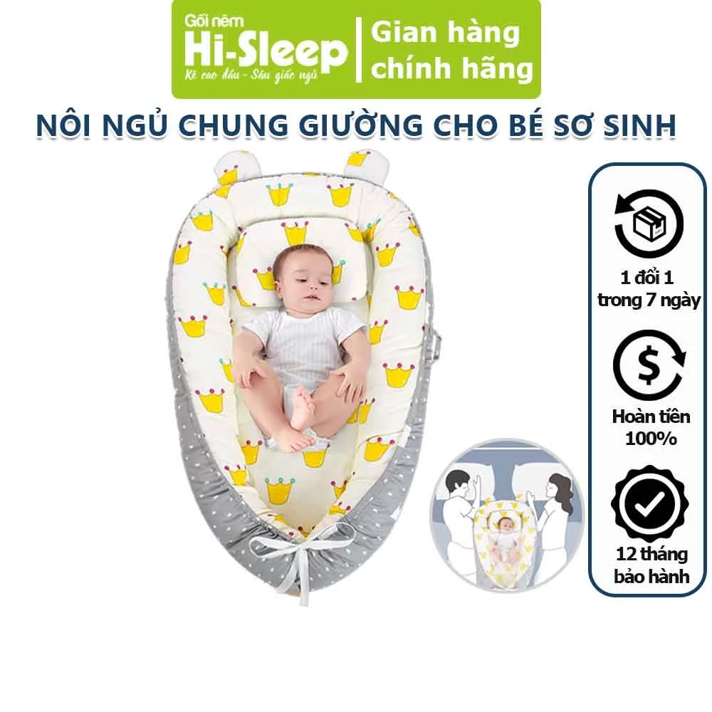 Nôi ngủ chung giường cho bé sơ sinh Hi - Sleep, Đệm ngủ cho trẻ sơ sinh chống giật mình đảm bảo an toàn cho bé