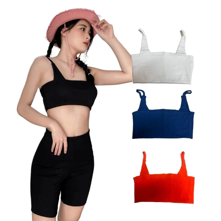 Áo thun 2 dây croptop thun borip sporty Freesize Lolalalo