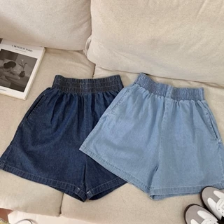 Quần short nữ chất denim lưng thun 80079, Quần đùi nữ phong cách Hàn Quốc