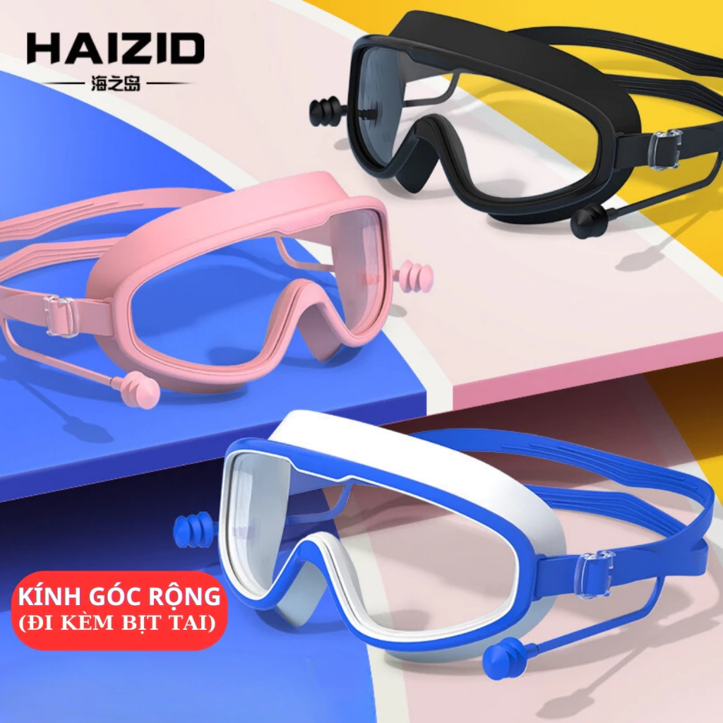 Kính Bơi Gọng Lớn Chống Sương Mù Không Thấm Nước Độ Nét Cao Cho Trẻ Em HÀNG CHÍNH HÃNG HAZID