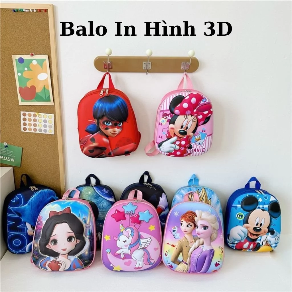 Balo In Hình 3D Cho Bé Trai Bé Gái Đi Học Mẫu Giáo Mầm Non Hình Trứng Siêu Nhẹ Đáng Yêu