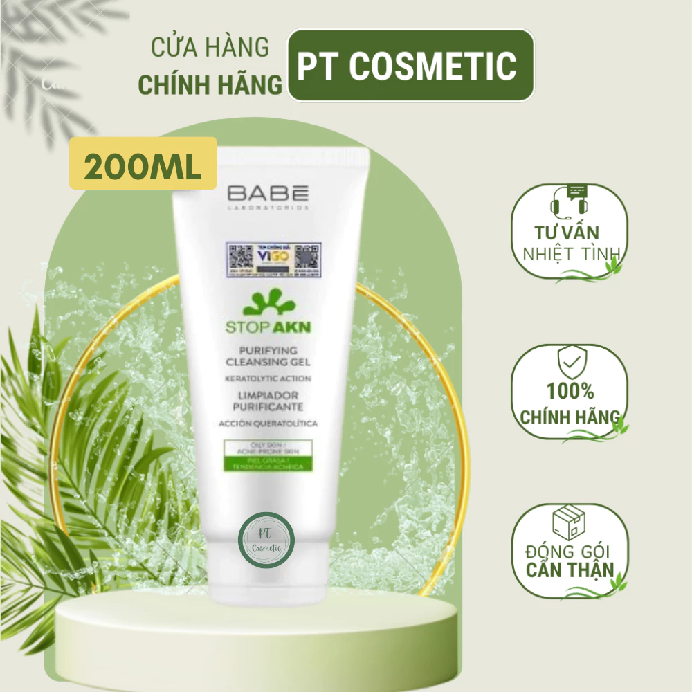 [HÀNG CTY] Sữa Rửa Mặt BABE - BABÉ Stop Akn Purifying Cleansing Gel Cho Da Dầu Mụn 200ml