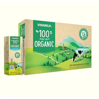 Thùng 48 hộp sữa tươi Vinamilk 100% Organic 180ml không đường