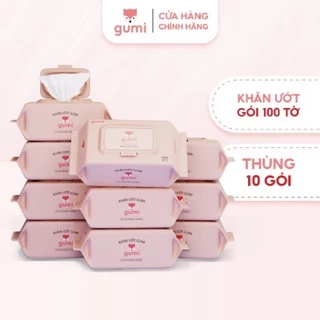 Thùng 10 gói khăn ướt Gumi không cồn không parabens cao cấp dành cho em bé