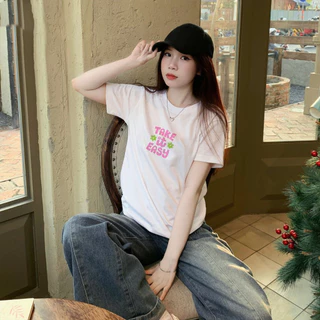 Áo Thun baby tee Form Fit Mẫu TAKE IT EASY Chất Cotton co giãn 2 chiều.