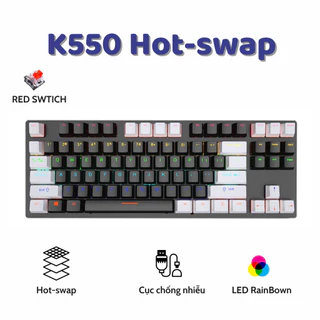 Bàn phím cơ Gaming Ziyou K550 Red Switch TKL 87 phím, LED Rainbown , phím ABS xuyên LED