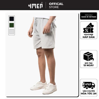 Quần Short Nam Form Regular Basic 4MEN QS031 trơn chất liệu cotton thấm mồ hôi, co giãn tốt, thoáng mát, đơn giản