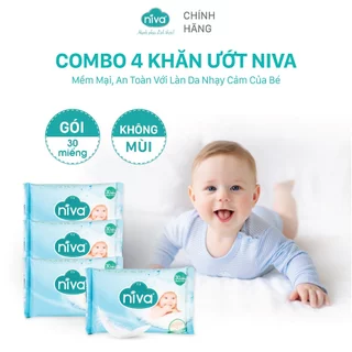 [Combo 12-15] Khăn Ướt NIVA Gói 30 Tờ  Đa Năng Tiện Dụng, Diệt Khuẩn An Toàn Cho Trẻ Sơ Sinh Da Nhạy Cảm