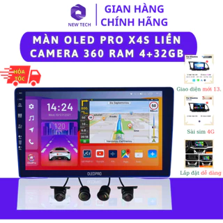 Màn Hình Android cho Ô Tô OLEDPRO X4s - 360 Tích Hợp Camera 360 độ 9 inch Ram 4-32 Chip 8 Nhân cao cấp BH 18 tháng