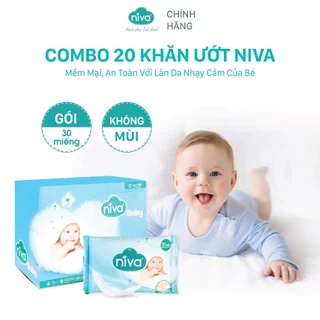 [Combo 20-30-50] Túi Khăn Ướt Đa Năng Không Mùi NIVA Gói 30 Tờ Tiện Dụng, Diệt Khuẩn An Toàn Cho Trẻ Sơ Sinh Da Nhạy Cảm