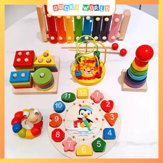 Combo 6 Món Đồ Chơi Gỗ Thông Minh, Phát Triển Trí Tuệ Cho Bé, Đồ Chơi Montessori An Toàn