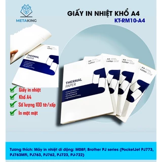 Giấy In Nhiệt Khổ A4 Loại Rời Từng Tờ, KT-RM10-A4 (Sử dụng cho máy M08F, M831)  [GIẤY CHÍNH HÃNG AIMO]