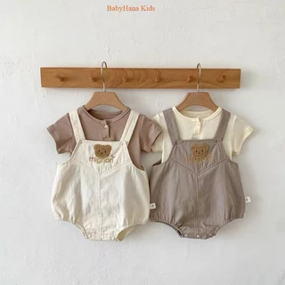 Set Yếm Kèm Áo Cho Bé Trai Bé Gái, Mẫu Bodysuit Chất Thô Mền cho Trẻ từ 3-12kg