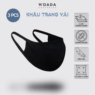 [COMBO 3 cái] Khẩu trang vải thoáng khí kháng khuẩn freesize WOADA LKKT02