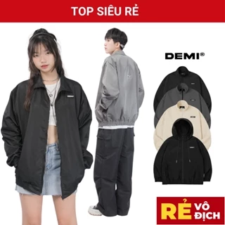 Áo khoác dù 2 lớp form rộng giá rẻ DEMI nam nữ cổ trụ, có mũ local brand màu đen,be,xám| DE-AK56, DE-AK60