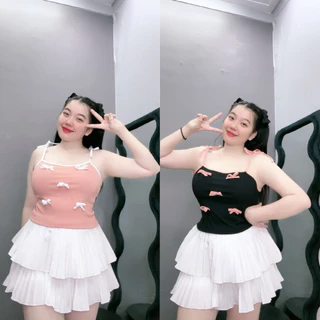 Áo Kiểu Croptop Bigsize Nữ,Áo Thun Dây Nơ Xnh Xắn Vải Dệt Kim Thun Gân Mềm Mại G157