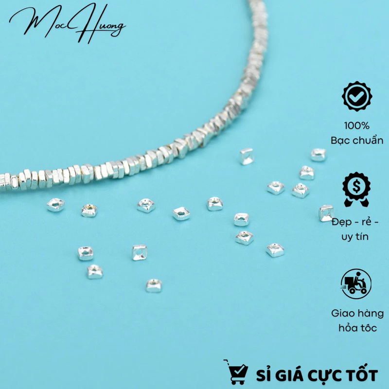 [S925] Set 20 Charm bạc nhỏ hình vuông xinh xinh - TH358 MOCHUONG JEWELRY