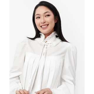 TheBlueTshirt - Áo sơ mi trắng tay dài xếp ly - Victorian Pleated Blouse - White Cotton