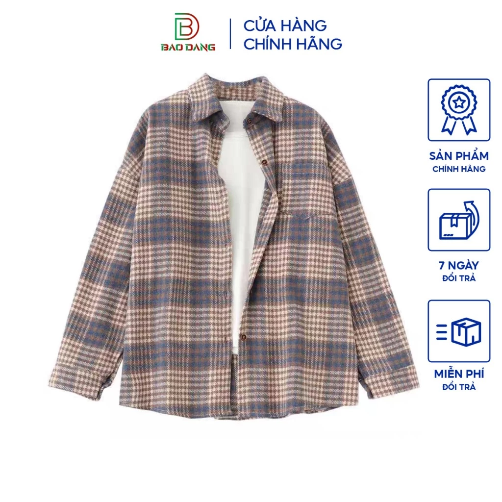 Áo sơ mi unisex nam nữ 6 màu chất vải caro dạ dày dặn thoải mái mẫu mới hót 2026 Bảo Đăng.