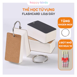 Thẻ học từ vựng flashcard dày đẹp học tiếng anh tiếng nhật ruột trắng có khoen thay thế đồ dùng học tập Happy Birds