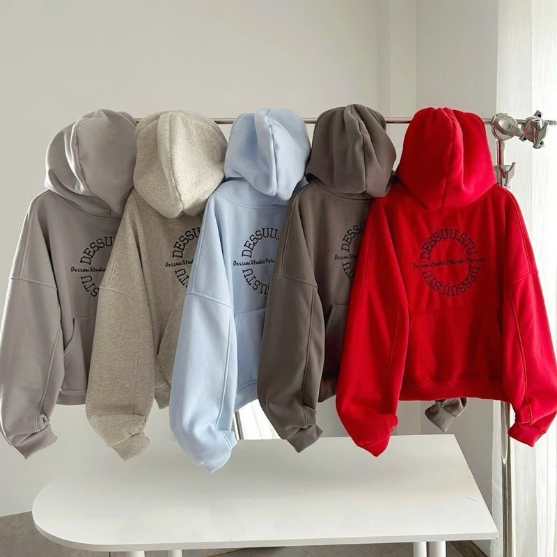 Áo Khoác Nam Nữ Thêu Chữ DESSUU STU Phối Túi Kiểu Rộng - Áo Hoodie Có Khóa Kéo Zip Có Nón 2 Lớp Thu Đông