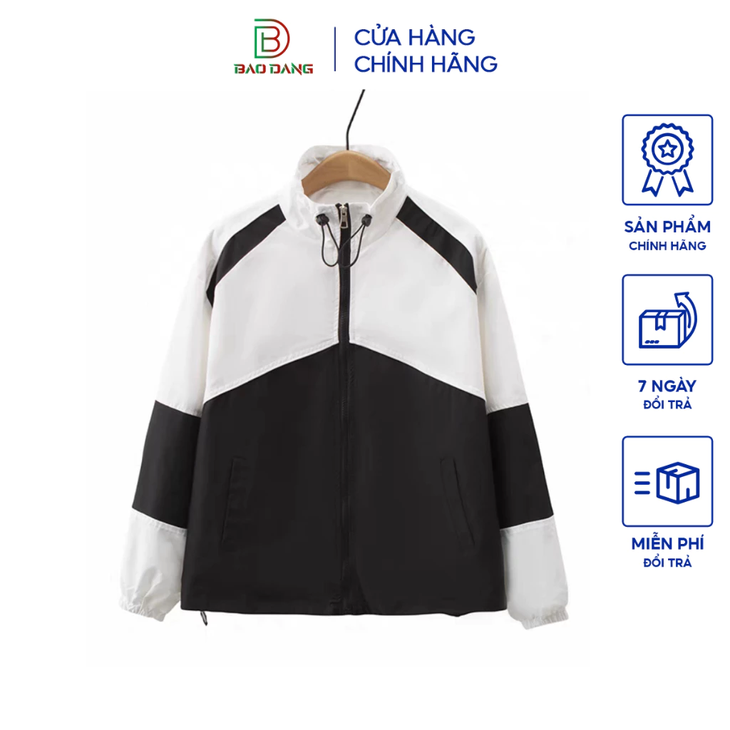 Áo khoác nhẹ nam nữ unisex cổ đứng vải dù 2 lớp phối 2 màu top jacket Bảo Đăng.