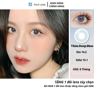 Kính áp tròng THÚY LENS cho mắt cận màu xám xanh Vista Deep Blue độ cận từ 0 - 8