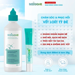 [COMBO] Dung dịch kháng khuẩn DIZIGONE 500ml & Kem DIZIGONE Nano Bạc 25g: Chăm sóc vết loét do tỳ đè, loét do nằm lâu