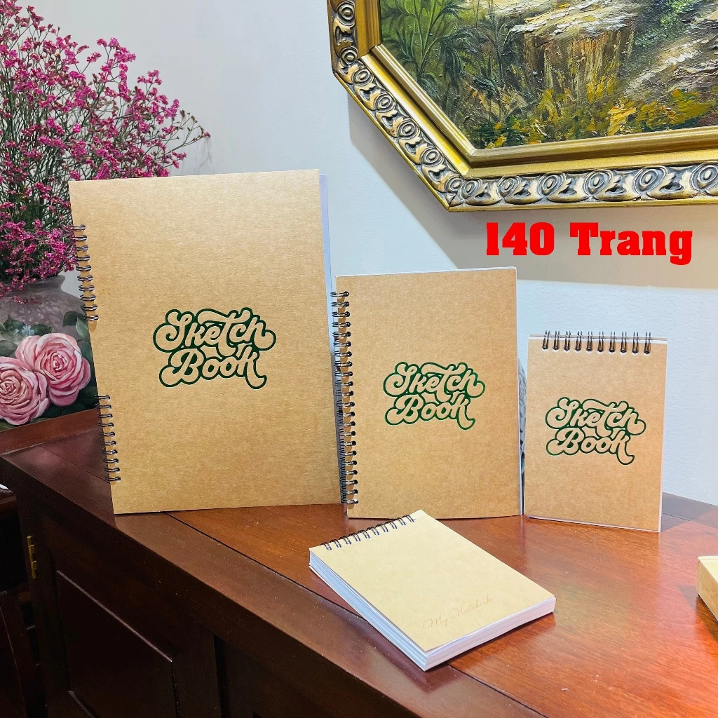 Sổ Sketchbook 140 trang, sổ vẽ phác thảo, sổ vẽ chì, Giấy trắng dầy 100gsm.