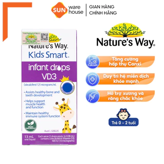 D3 Thuần Chay ORGANIC Cho Bé Nature's Way Kids Smart Infant Drops VD3, Chiết Xuất Từ Tinh Dầu Hoa Hướng Dương 13ml