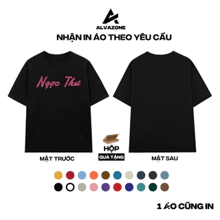 [IN ÁO KIM TUYẾN ] Áo Thun Oversize Tay Lỡ Alva Mẫu Tên Theo Yêu Cầu Cotton 100% ALVAZONE