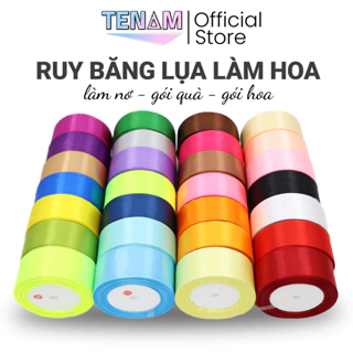 Cuộn Ruy Băng Làm Hoa Chất Liệu Lụa Satin Dài 22m , Gói Quà, Trang Trí Đồ Handmade Bản 1cm - 2cm - 4cm