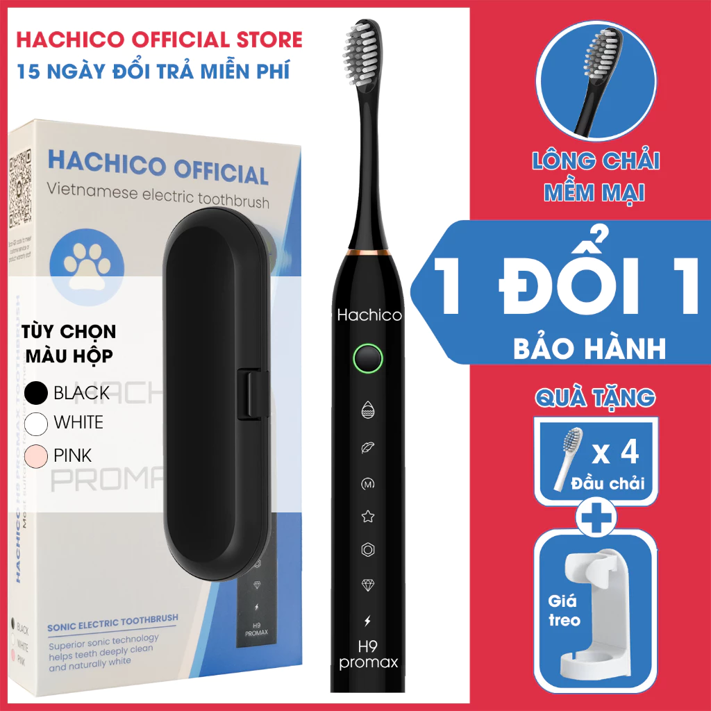 Bàn chải đánh răng điện Hachico H9 Promax tự động đánh răng và hộp đựng gọn gàng xinh xắn