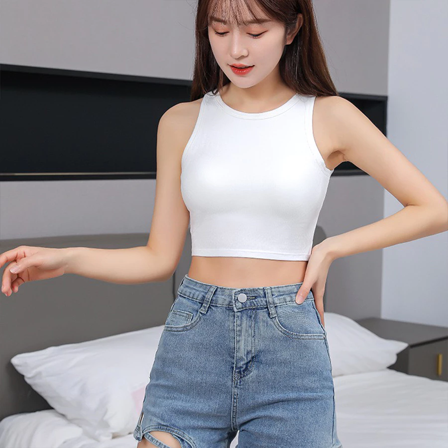 Áo croptop THE LA dáng áo ôm chất liệu thun Bo tăm lụa co dãn mạnh RZM73