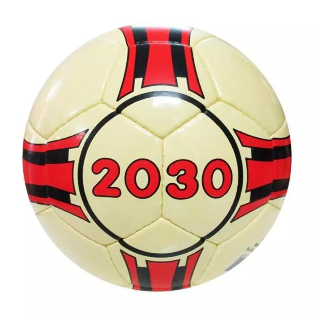 Quả Bóng Đá Khâu Tay Geru 2030 Màu Đỏ Phối Vàng | Bóng Futsal Tặng Kèm Lưới Và Kim Bơm
