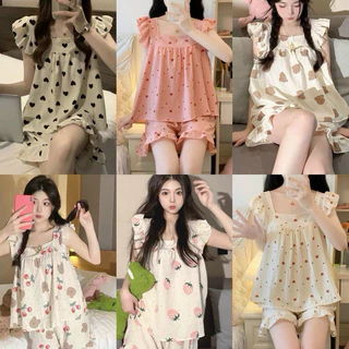 BỘ ĐỒ PYJAMA  TAY NGẮN HOẠ TIẾT DỄ THƯƠNG