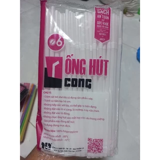 Ống hút cong màu trắng phi 6 - [1 túi 80 cái]