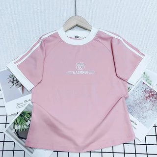 Áo thun baby tee tay viền sọc  in chữ 66 chất cotton co dãn 4 chiều, chất siêu đep hình thật shop tự chụp