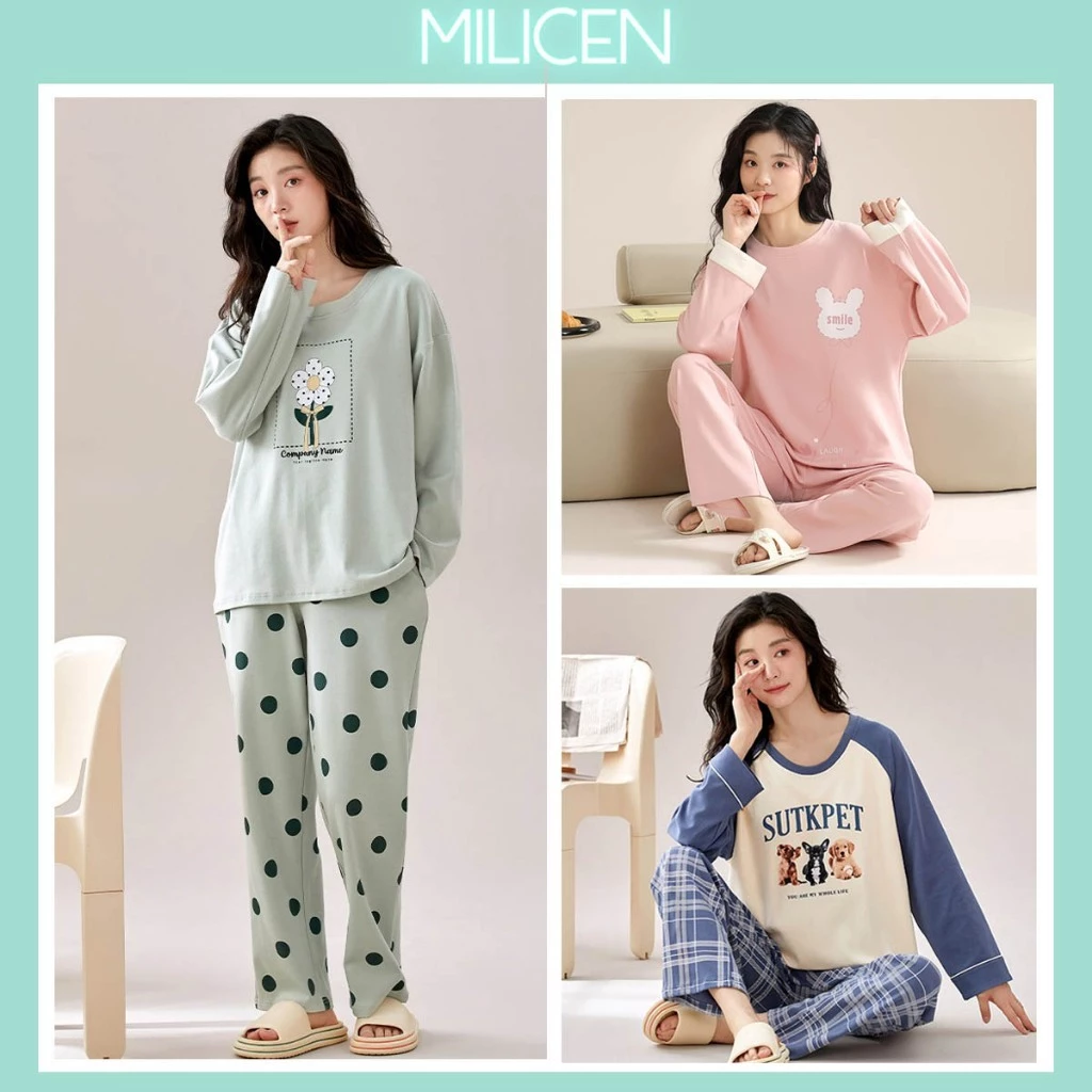 Bộ Ngủ Nữ Dài Tay MILICEN Set Pijama Mặc Nhà Đồ Ngủ Chất Liệu Cotton Cao Cấp Thoáng Khí Mềm Mại