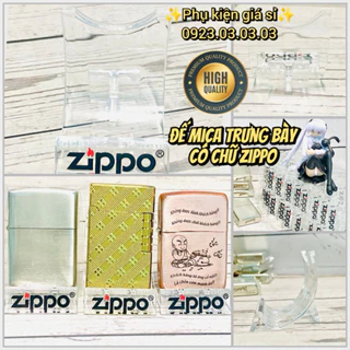 Chân đế Zippo, đế mica trưng bày Zippo có chữ